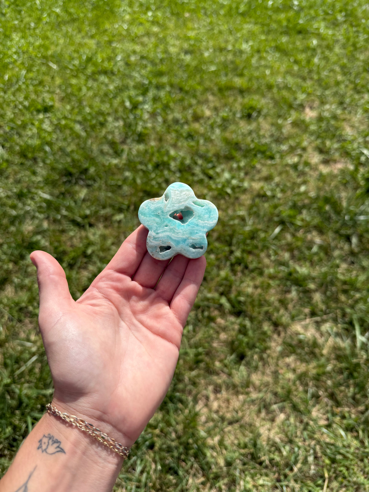 Blue aragonite flowers