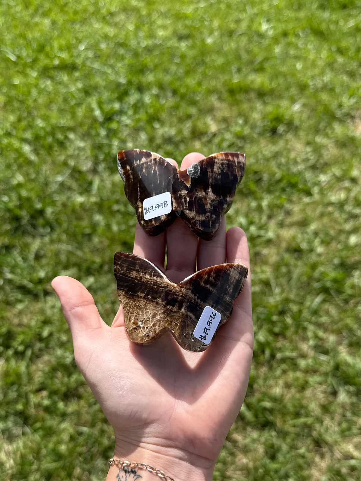 Chocolate calcite butterflies