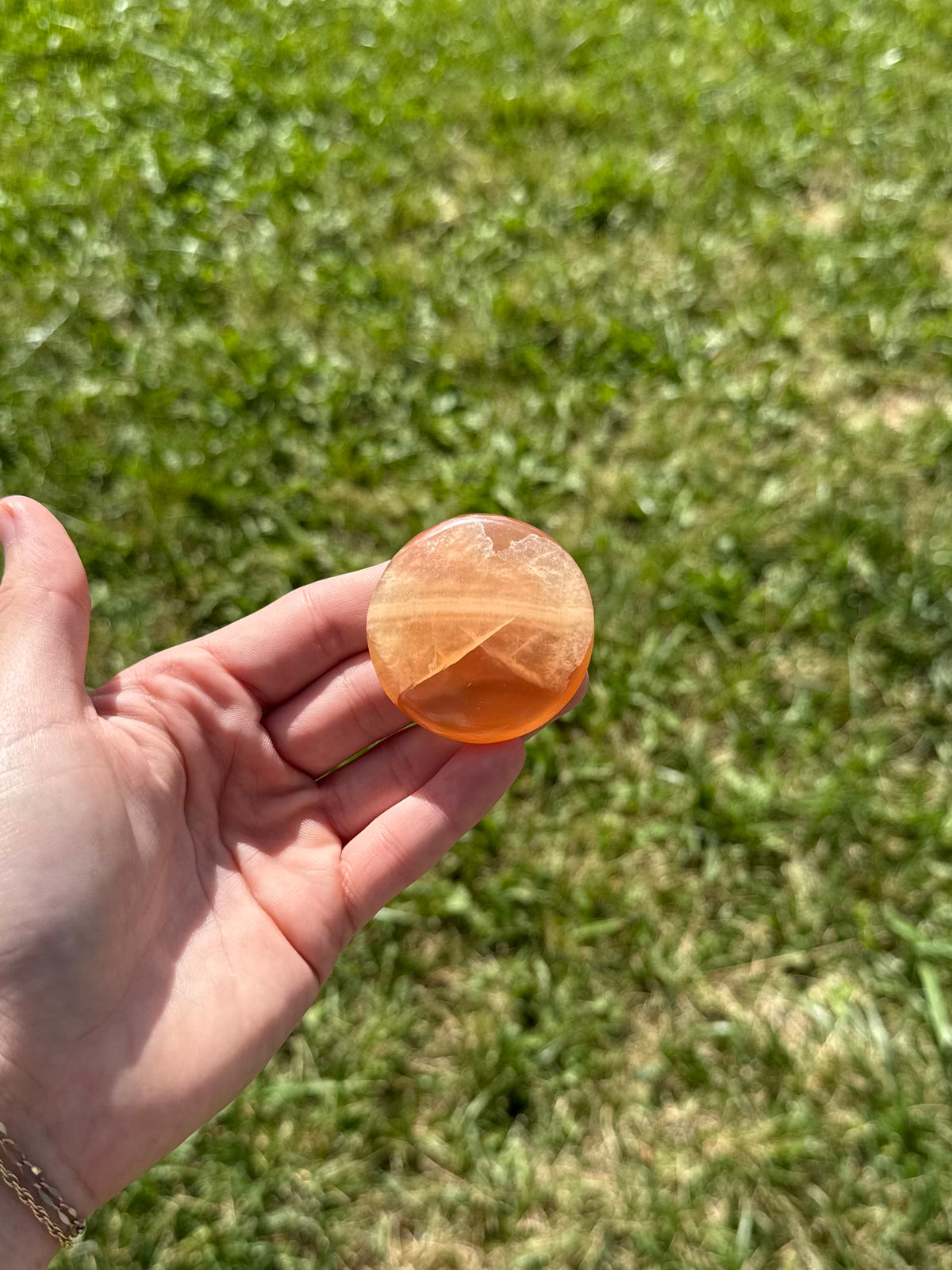 Large honey calcite round flats