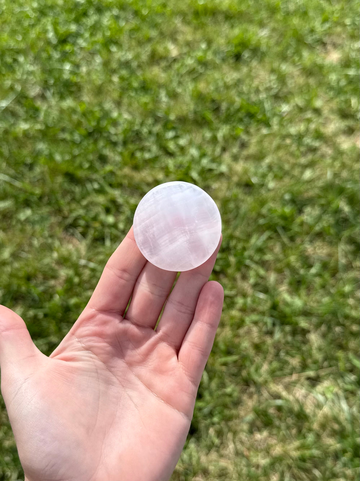 Large pink calcite round flats (uv reactive)