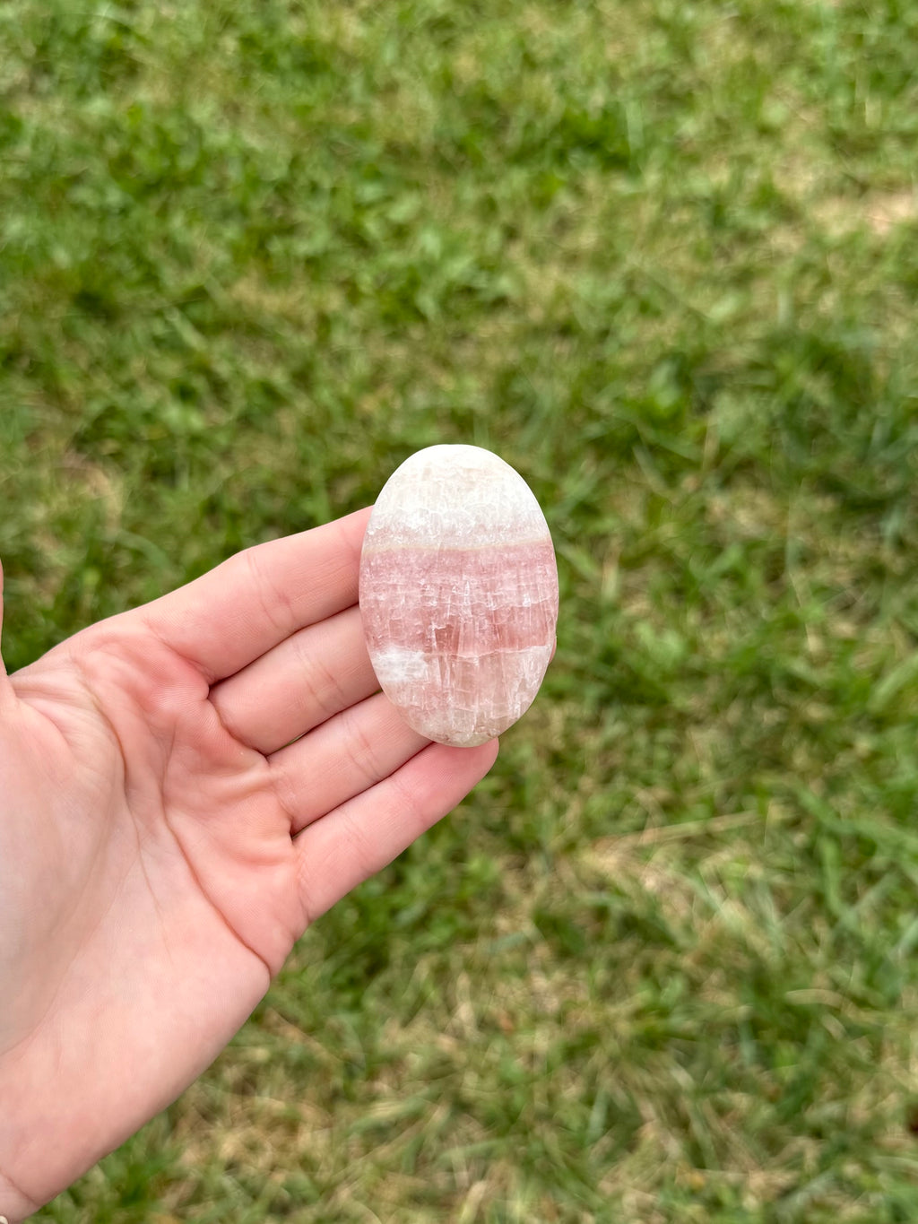 Medium rose calcite palm stones