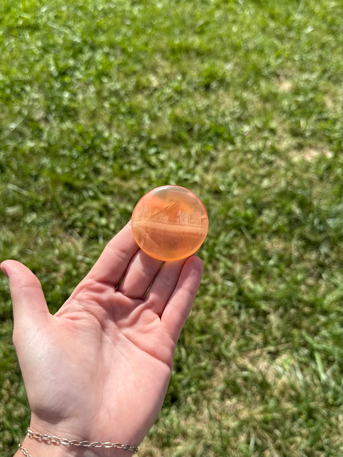 Large honey calcite round flats