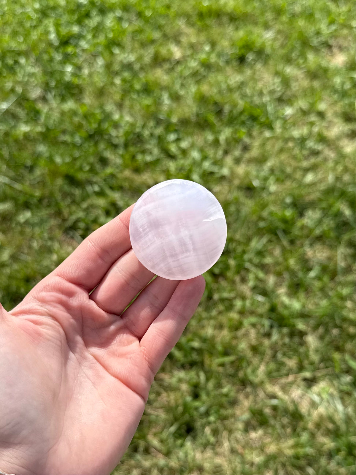 Large pink calcite round flats (uv reactive)