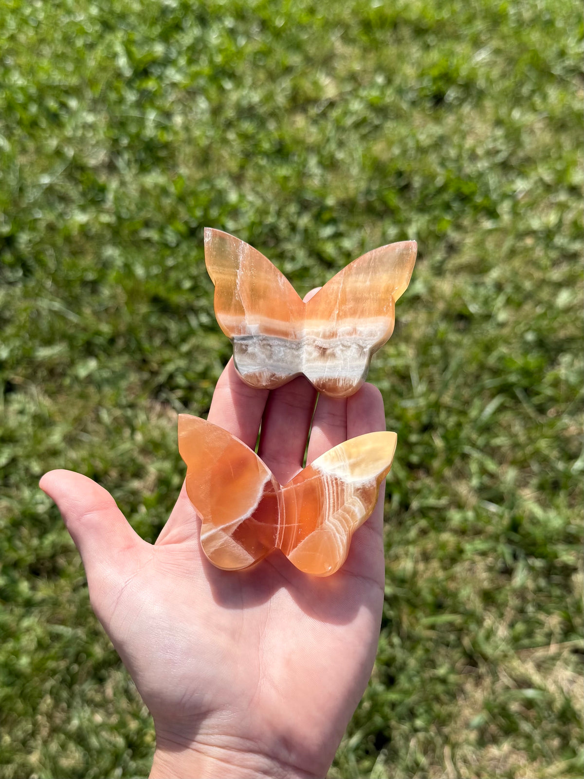 Honey calcite butterflies