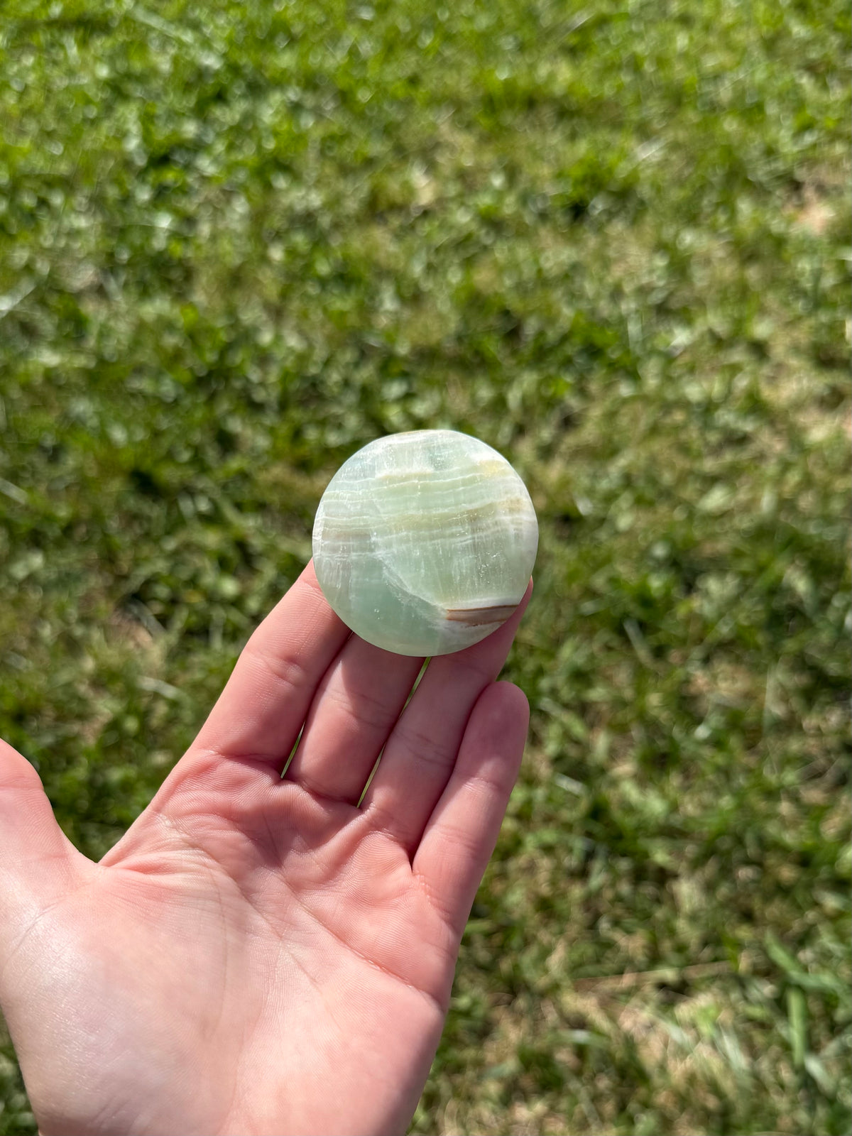 Large pistachio calcite round flats