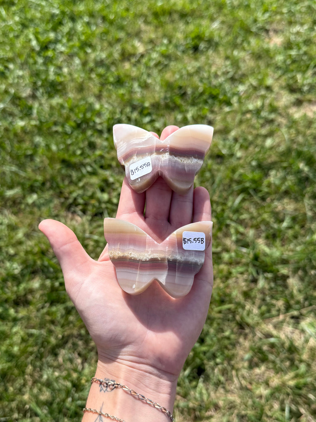 Misfit pink banded onyx butterflies