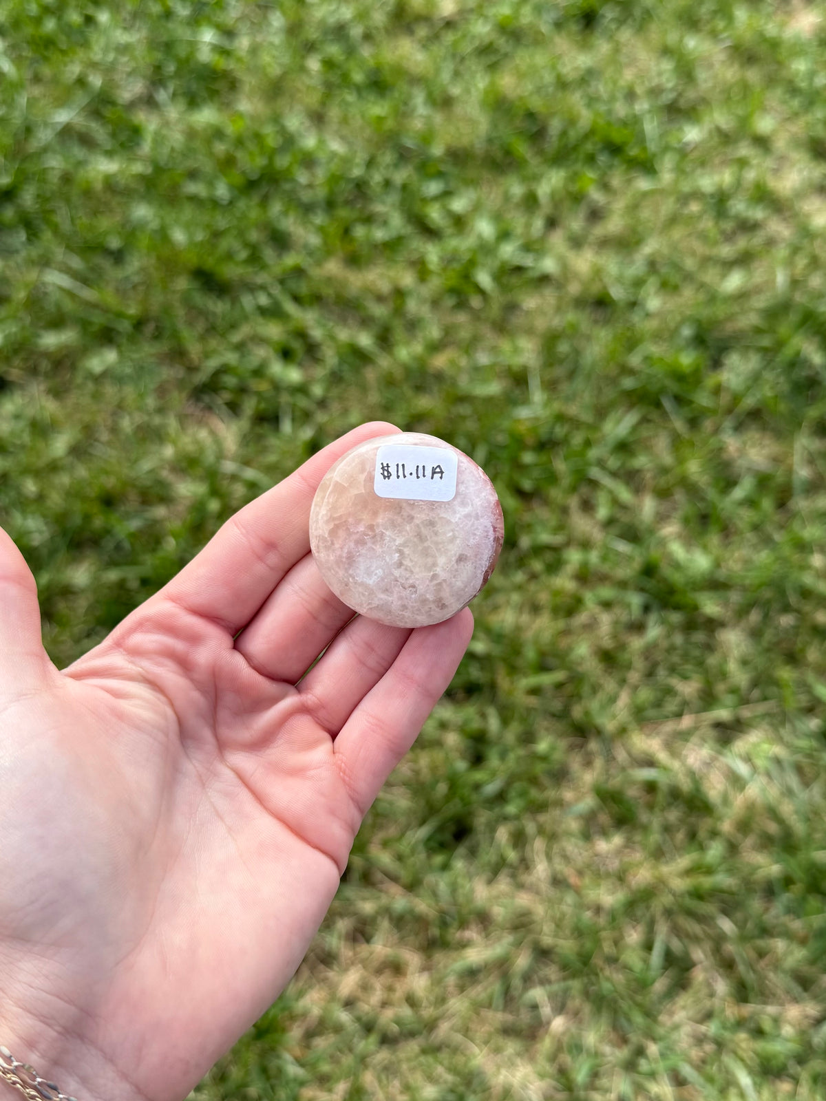Medium rose calcite round flat