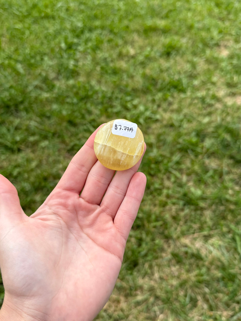 Small lemon calcite round flat