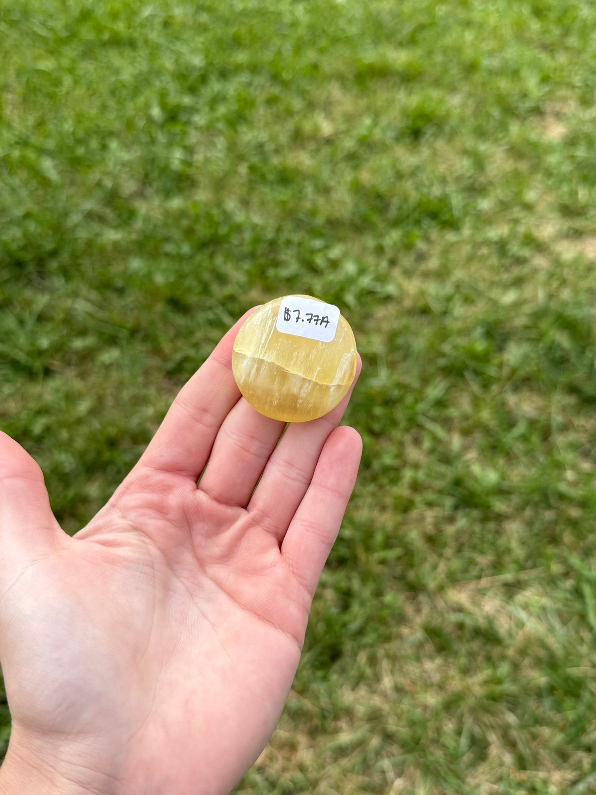 Small lemon calcite round flat
