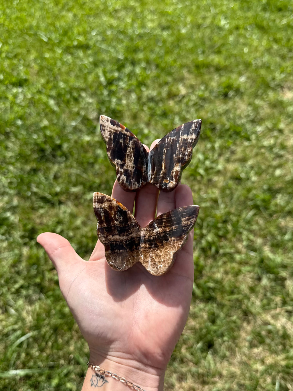 Chocolate calcite butterflies