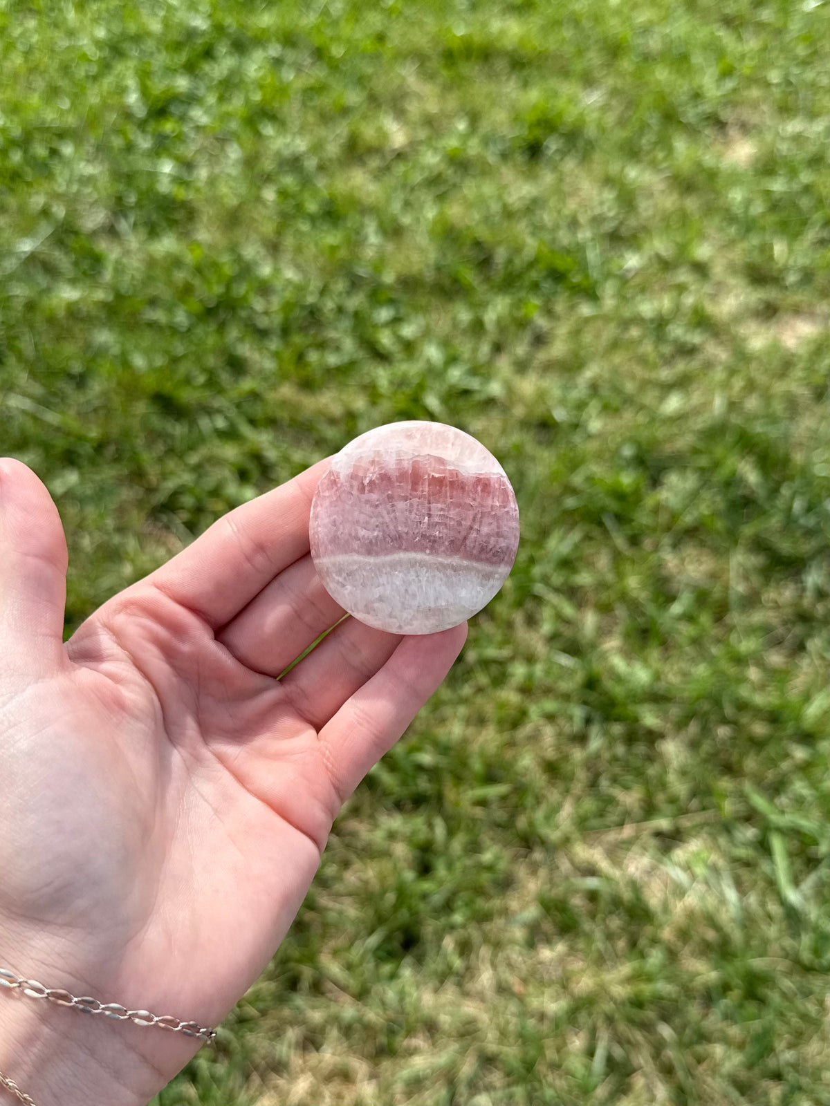 Large rose calcite round flats