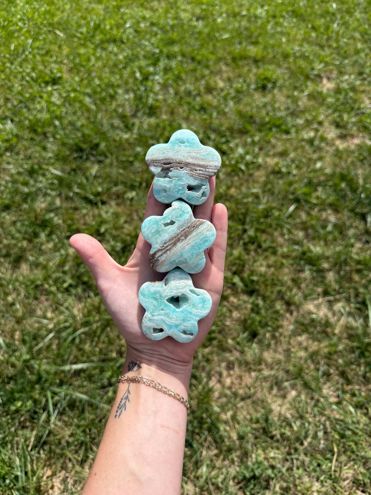 Blue aragonite flowers
