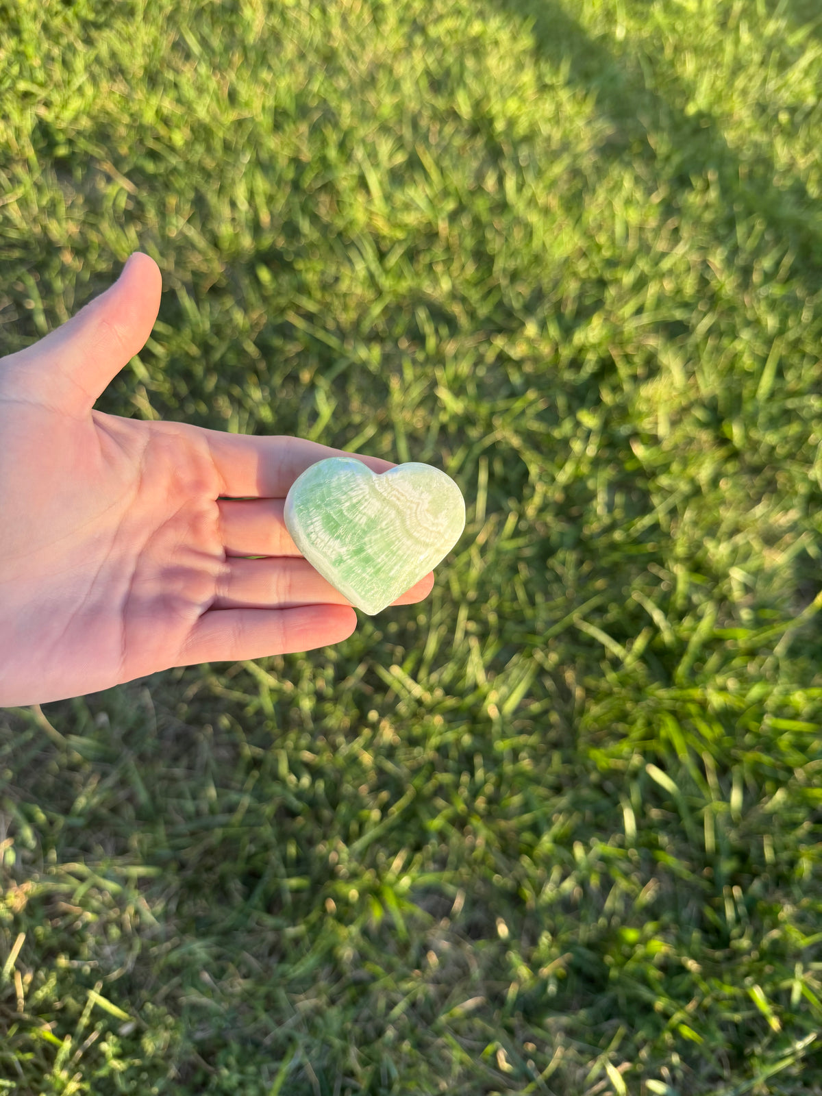 Pistachio calcite heart
