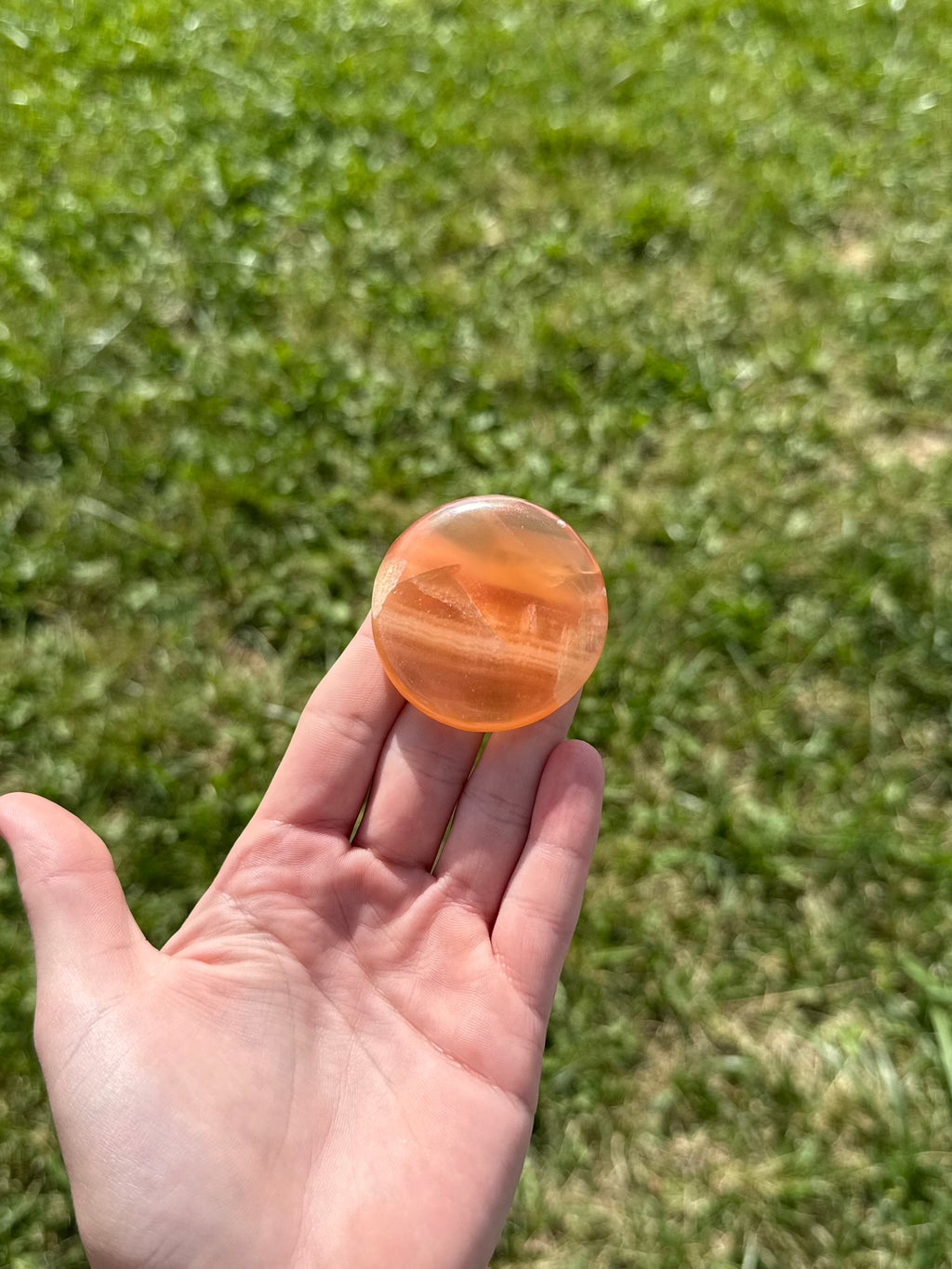 Large honey calcite round flats