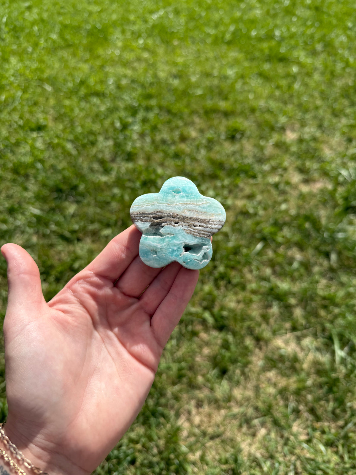 Blue aragonite flowers