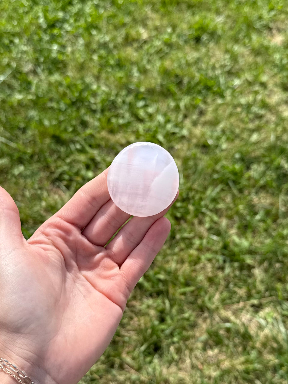 Large pink calcite round flats (uv reactive)