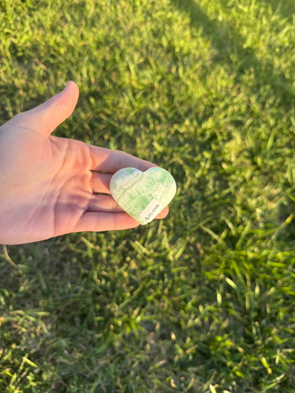 Pistachio calcite heart