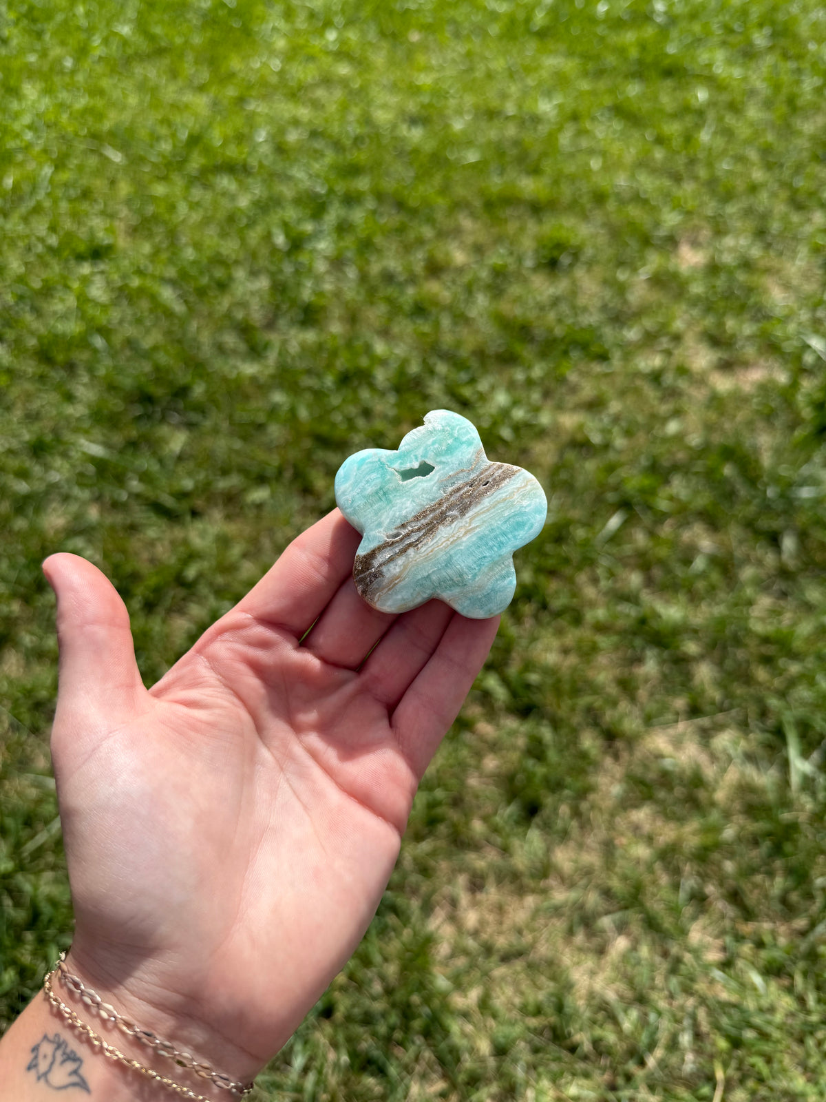 Blue aragonite flowers