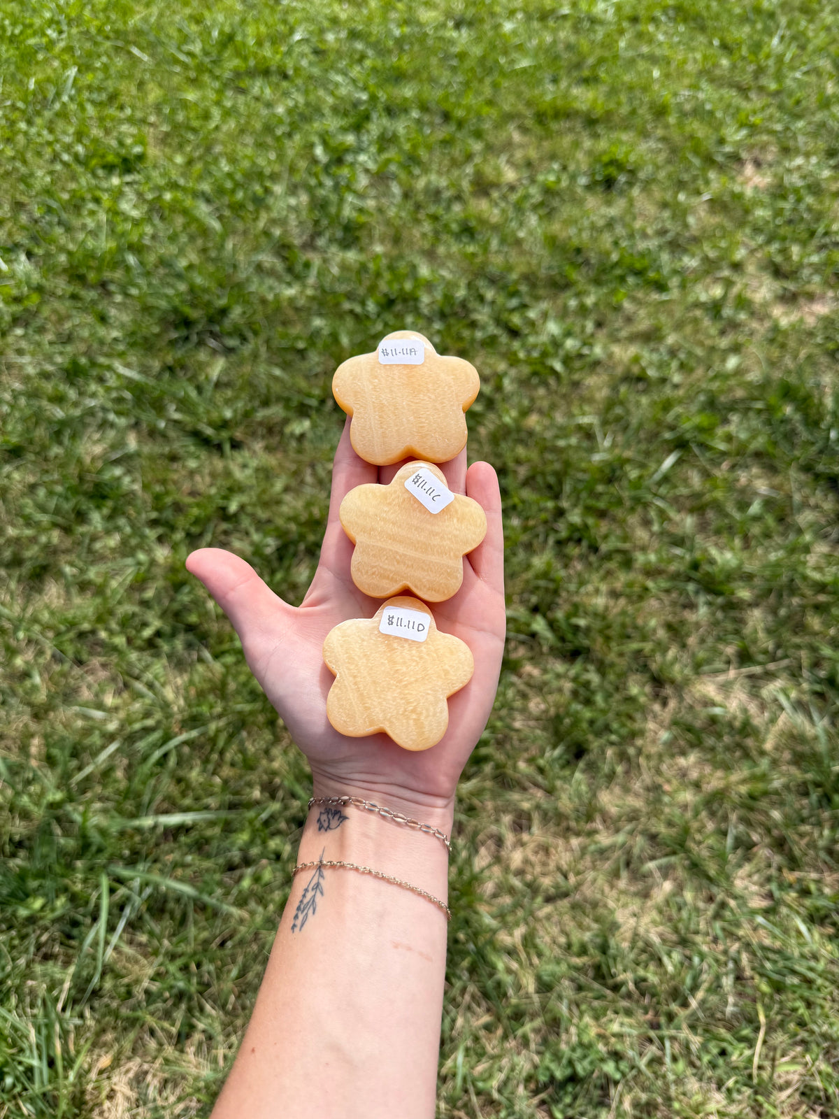 Orange calcite flowers
