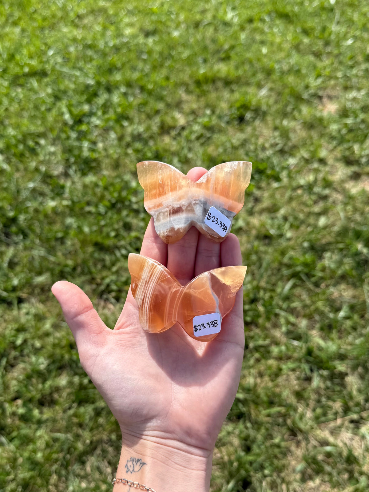 Honey calcite butterflies