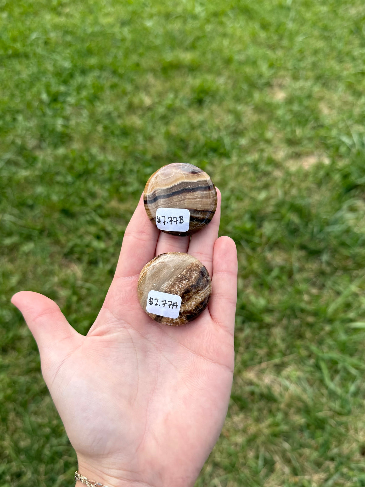 Small chocolate calcite round flats