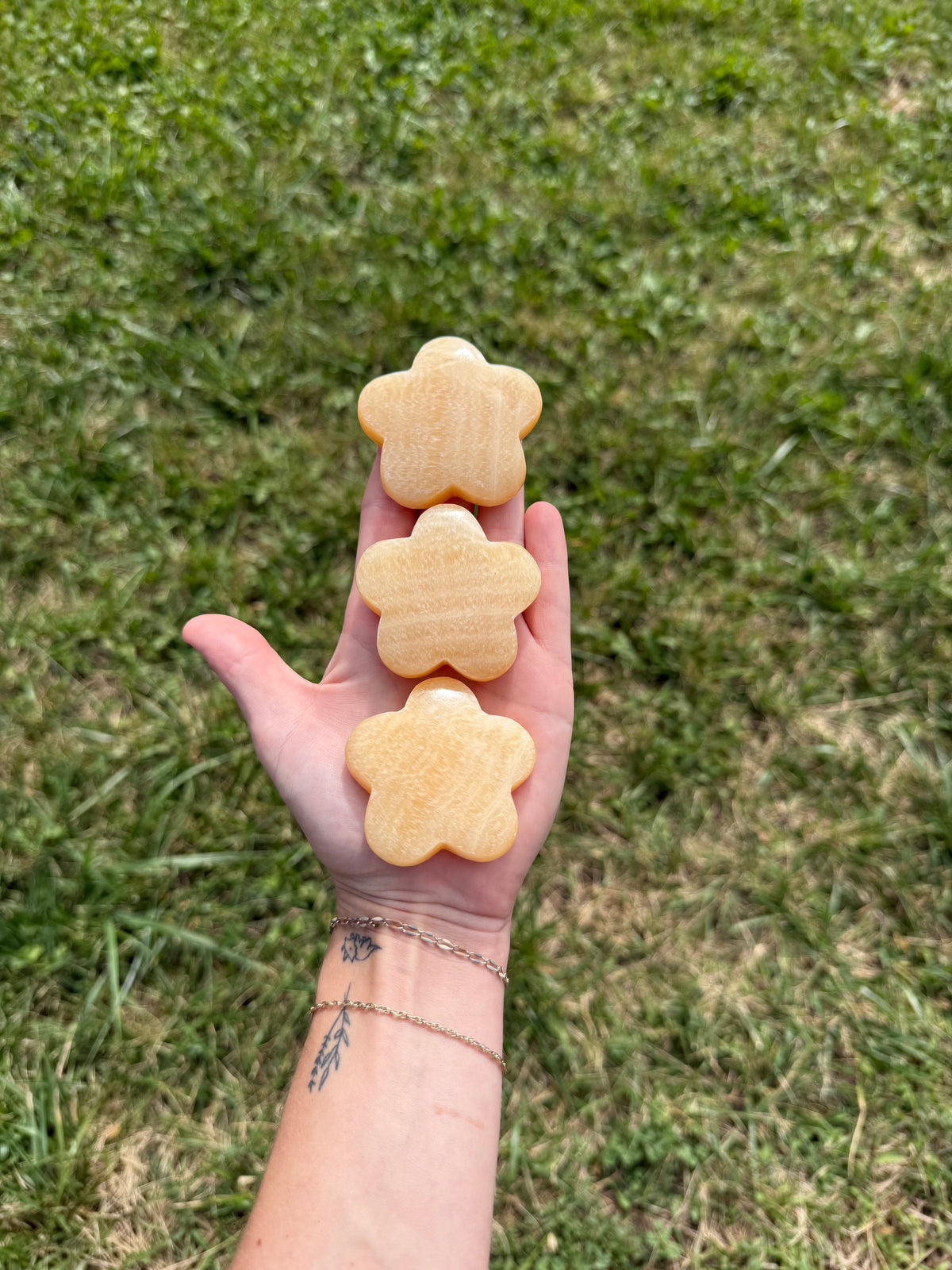 Orange calcite flowers