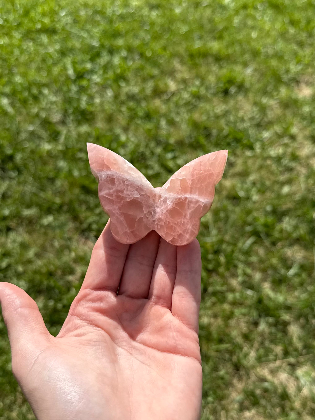 Rose calcite butterflies