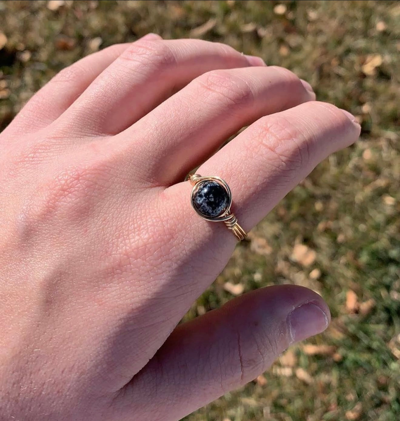 brown and black bead rings
