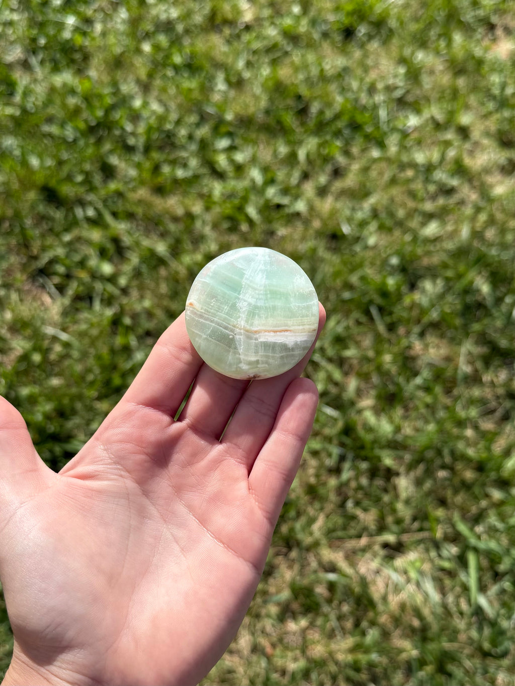 Large pistachio calcite round flats
