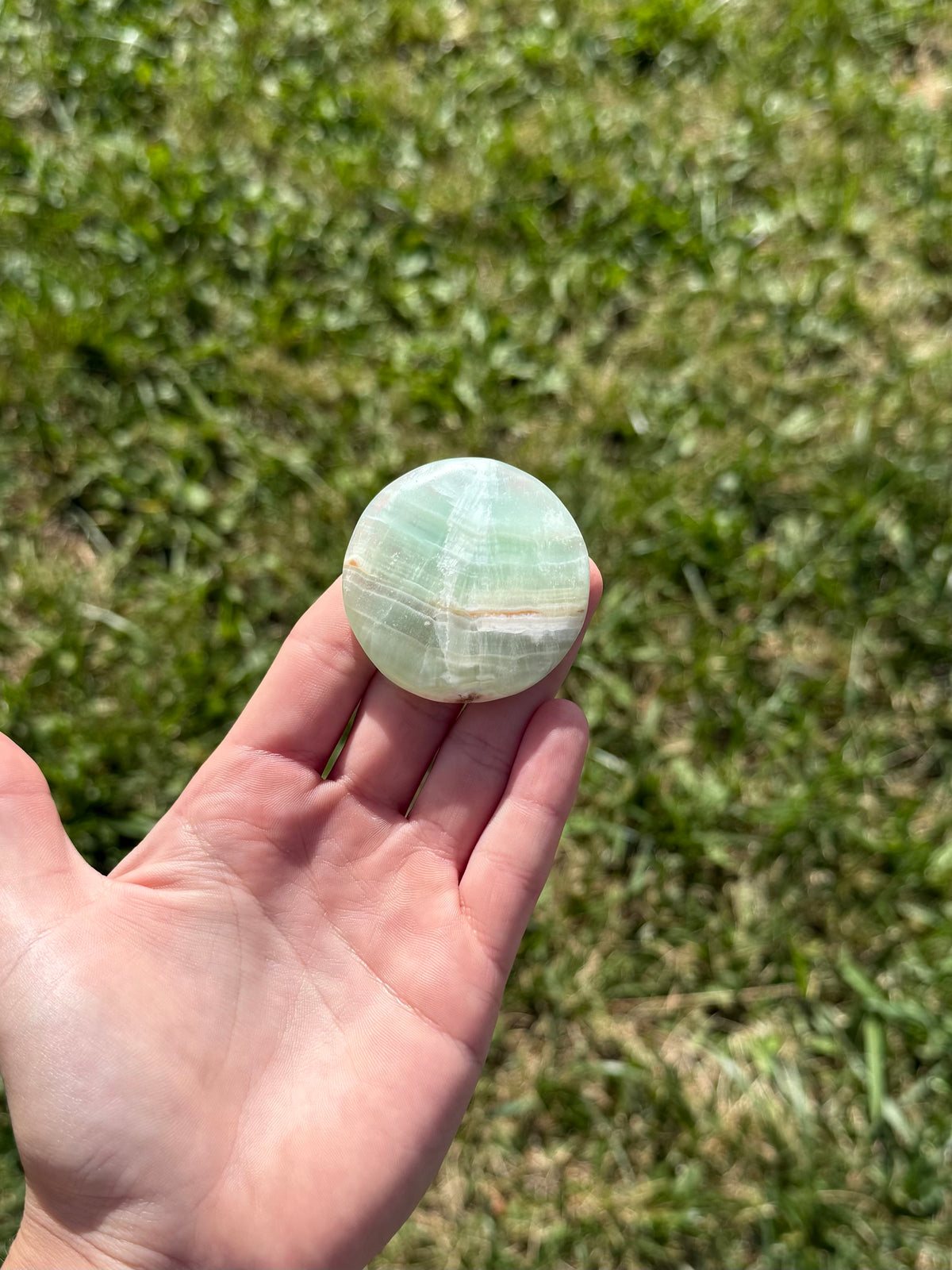 Large pistachio calcite round flats