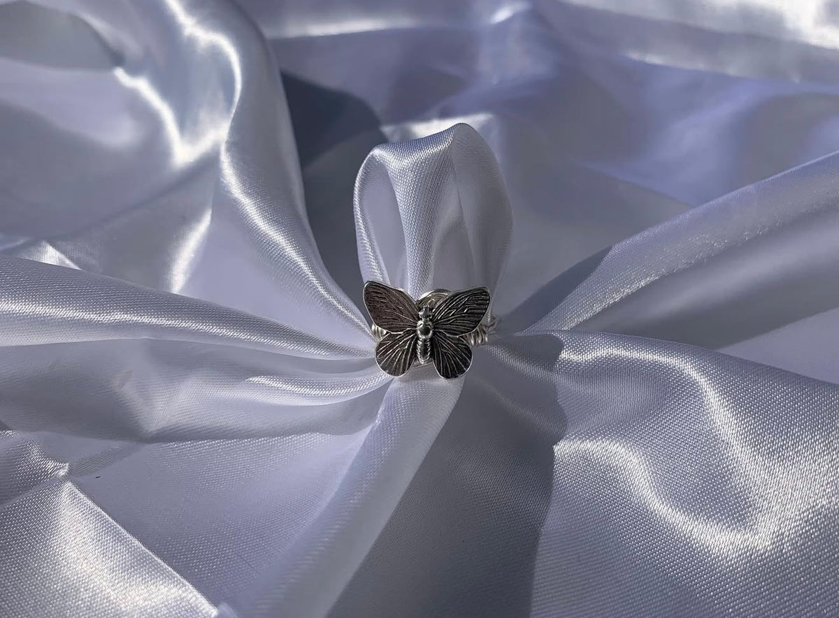 Silver butterfly ring