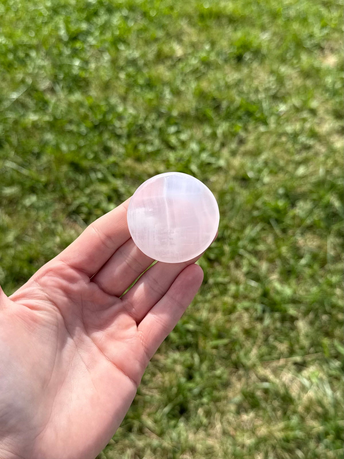 Large pink calcite round flats (uv reactive)