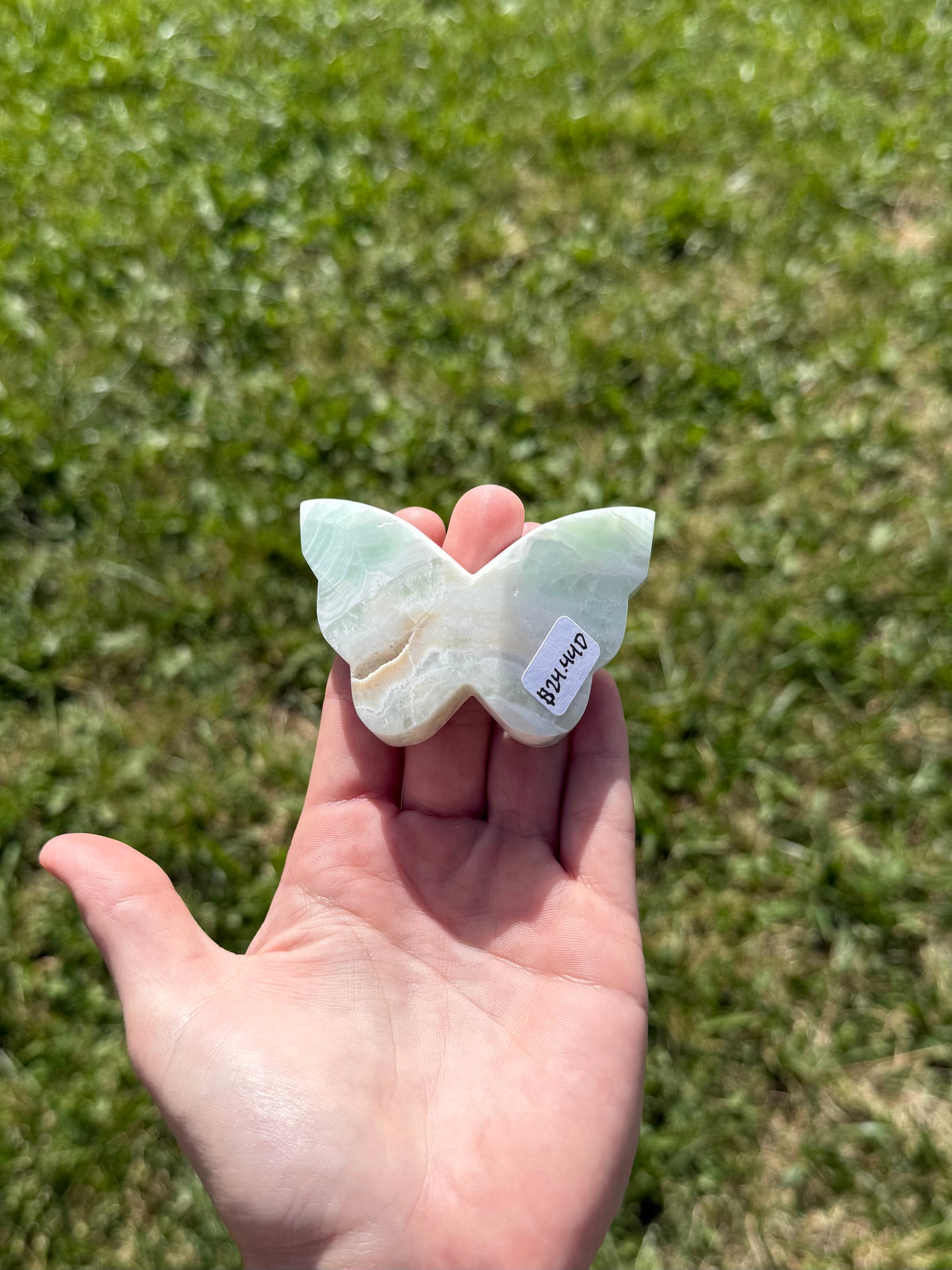 Pistachio calcite butterfly