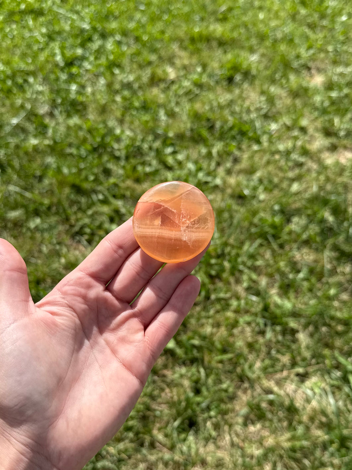 Large honey calcite round flats