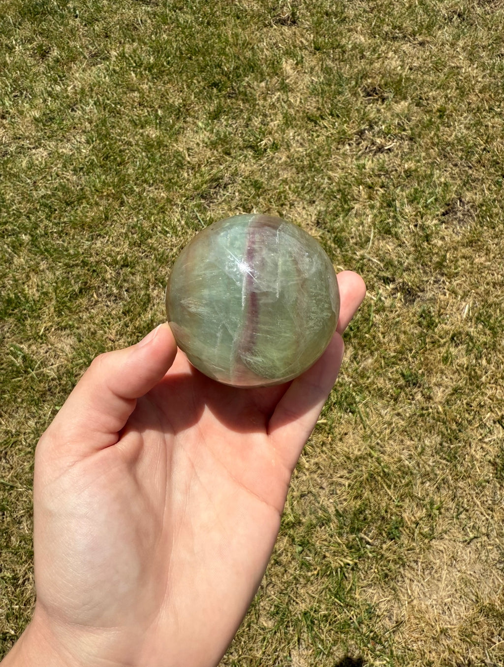 Rainbow fluorite sphere