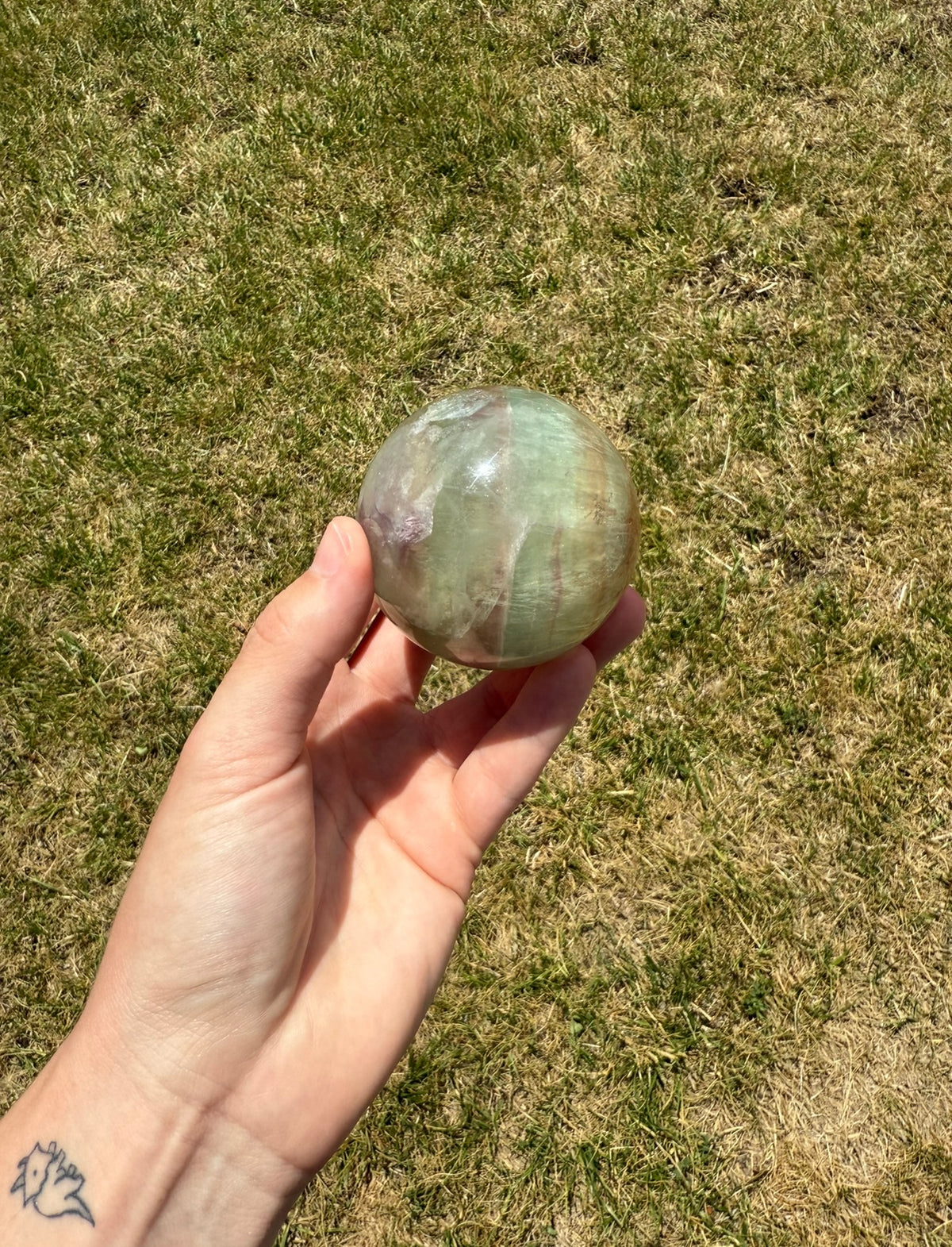 Rainbow fluorite sphere