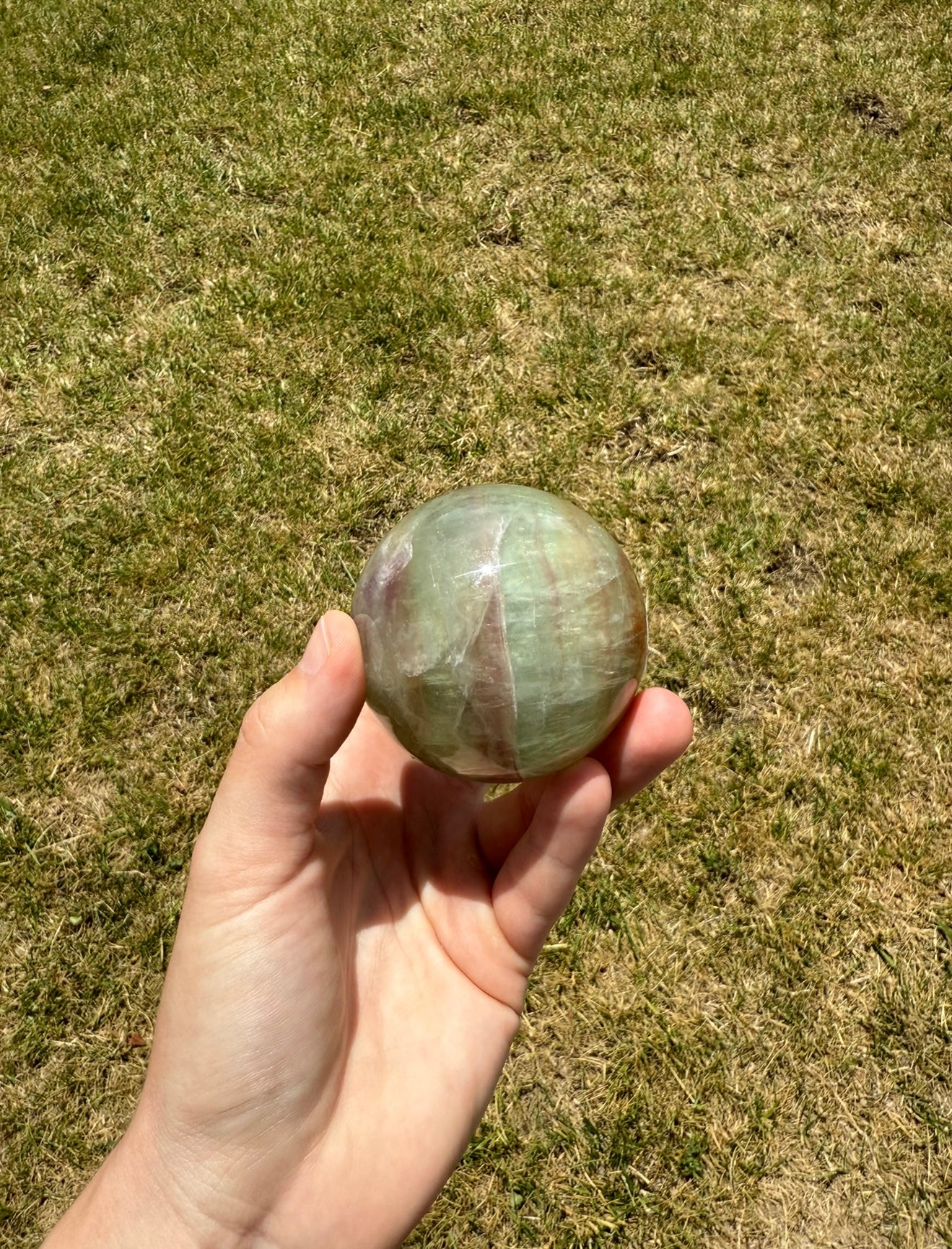 Rainbow fluorite sphere