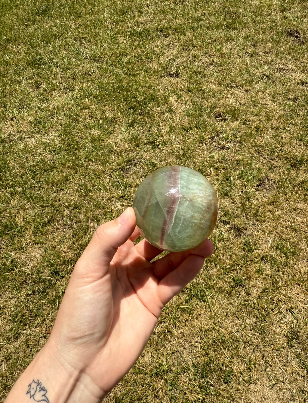Rainbow fluorite sphere