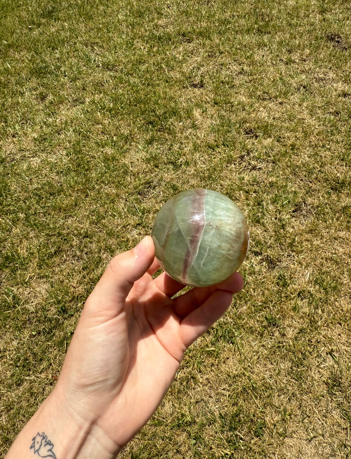 Rainbow fluorite sphere