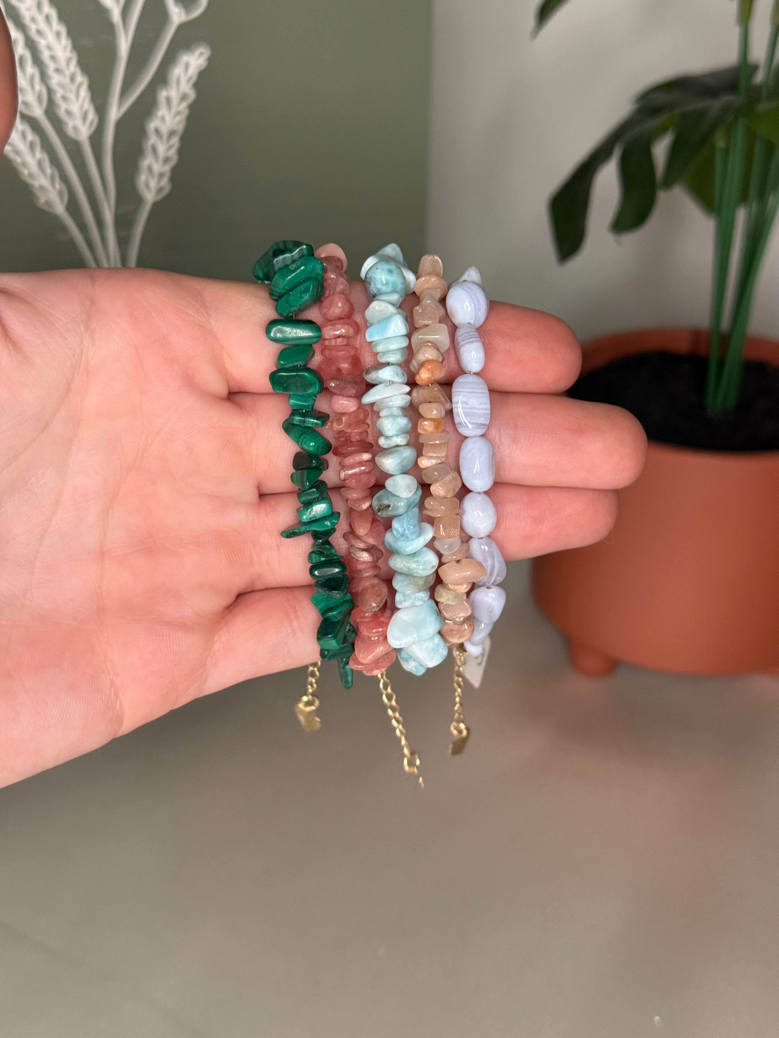 Chip crystal bracelets