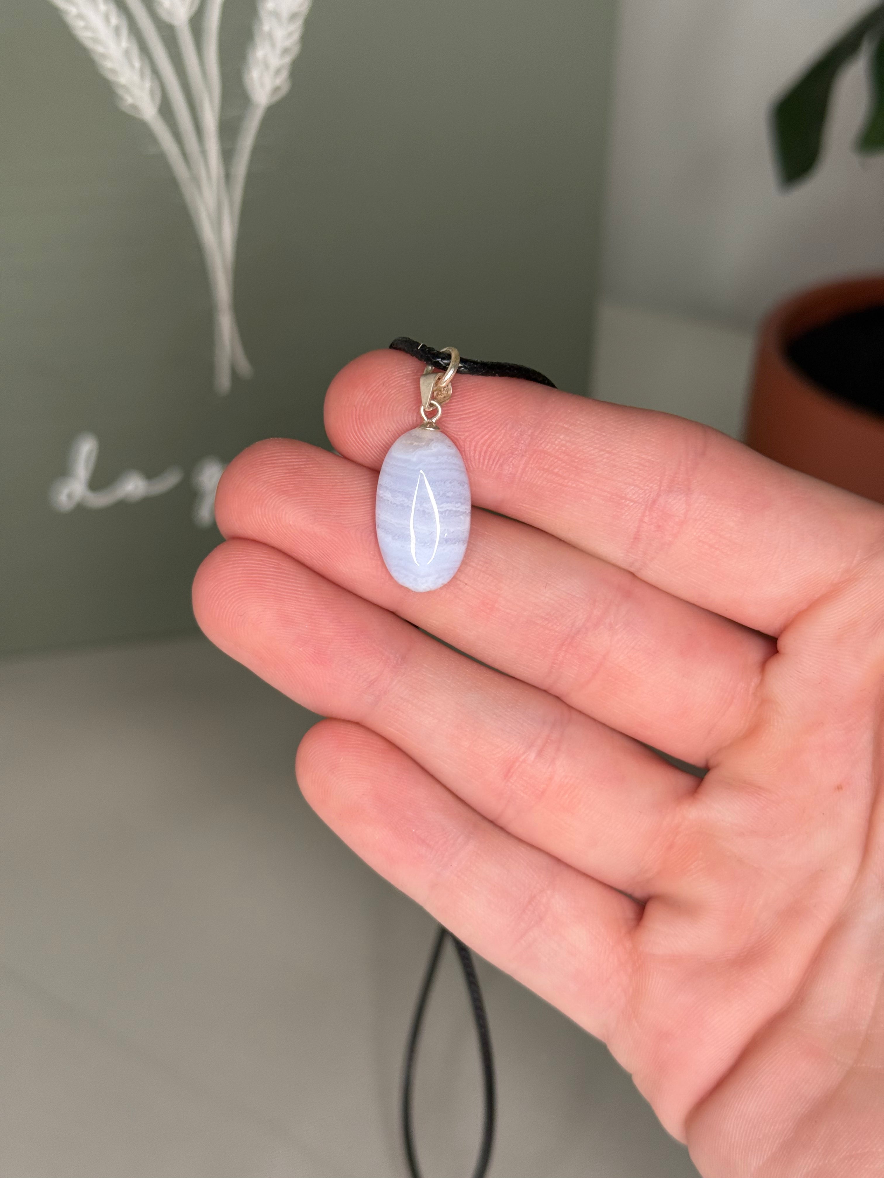 Silver blue lace pendant