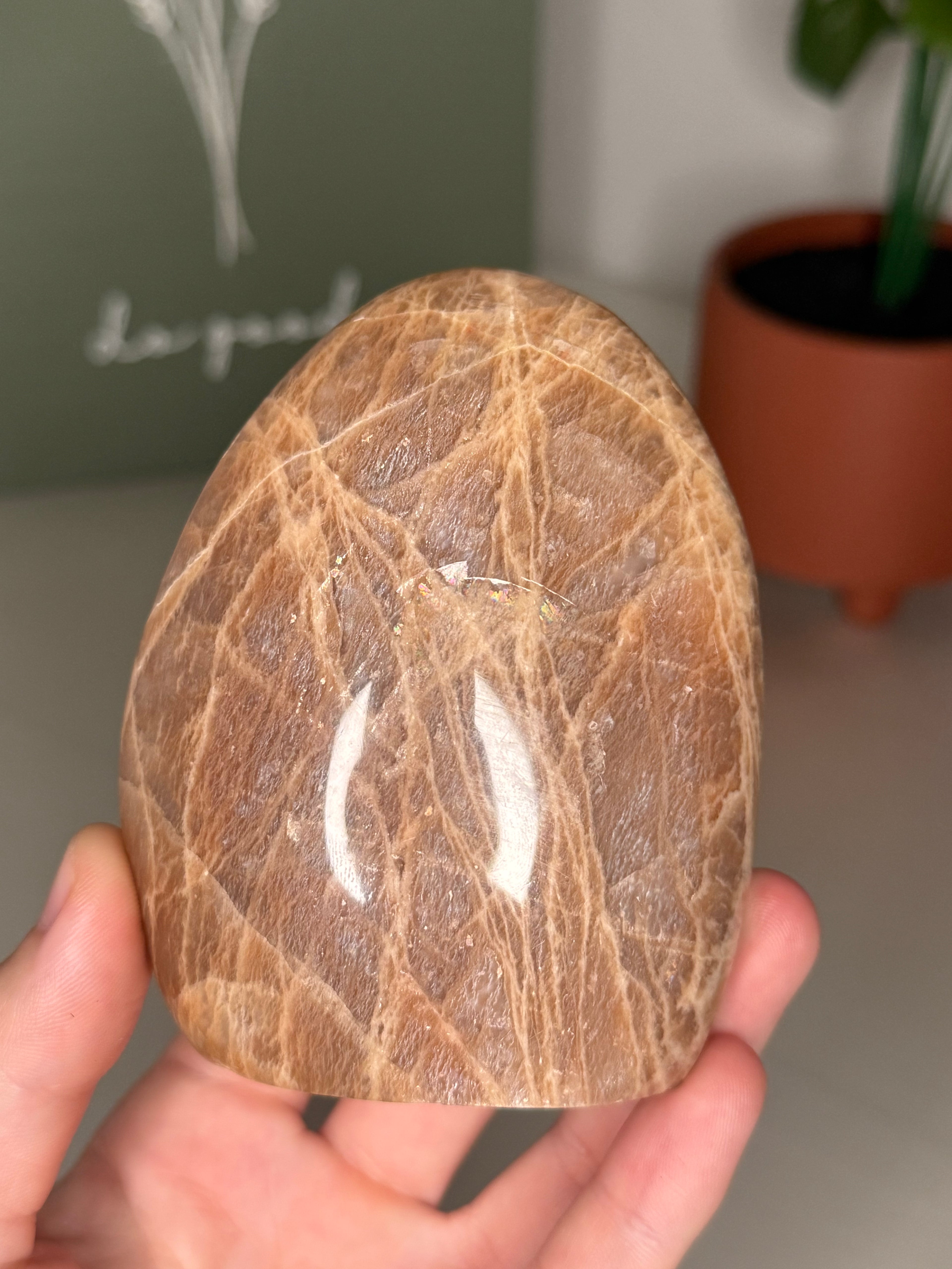 Peach moonstone with sunstone freeform