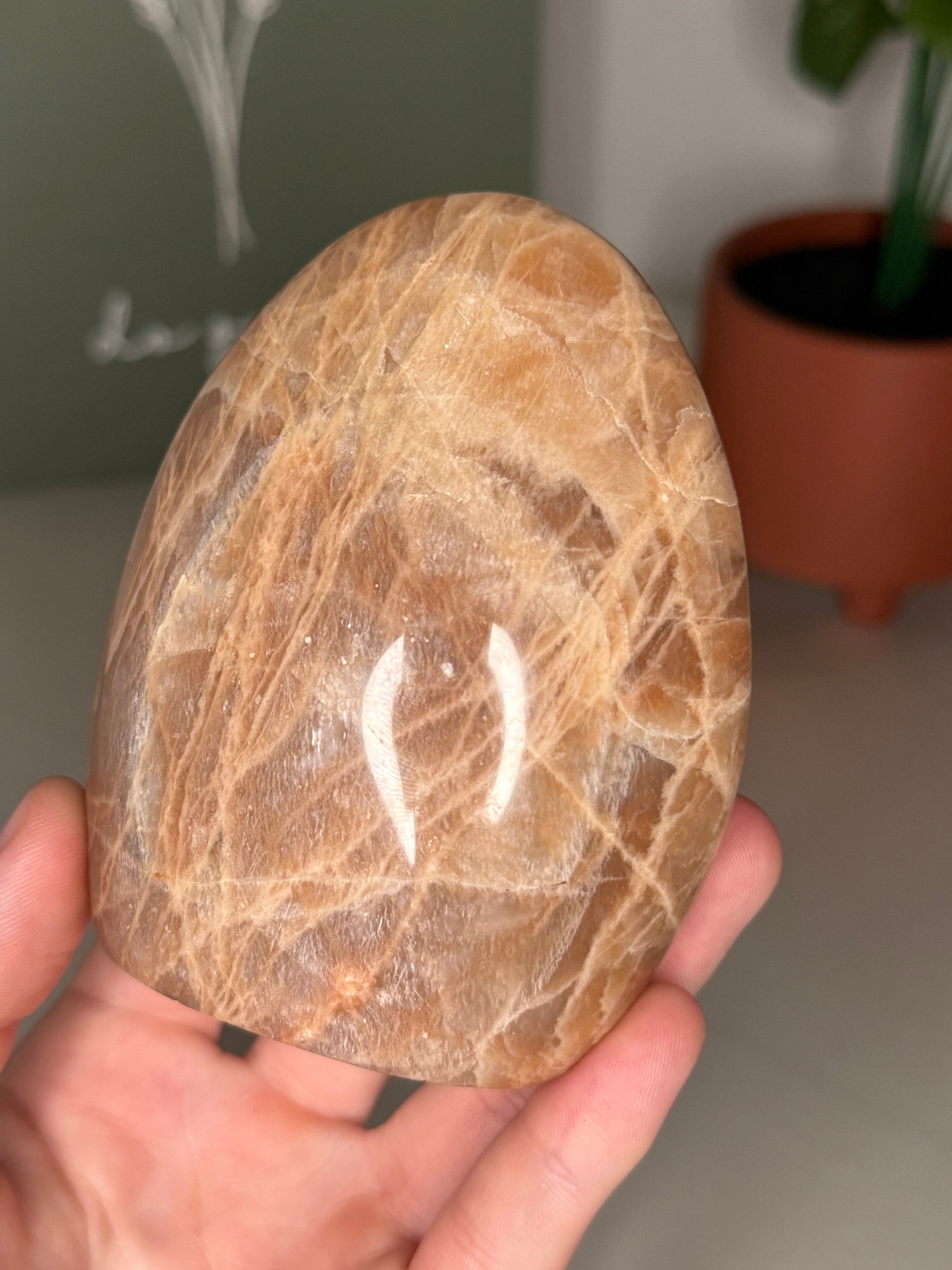 Peach moonstone with sunstone freeform