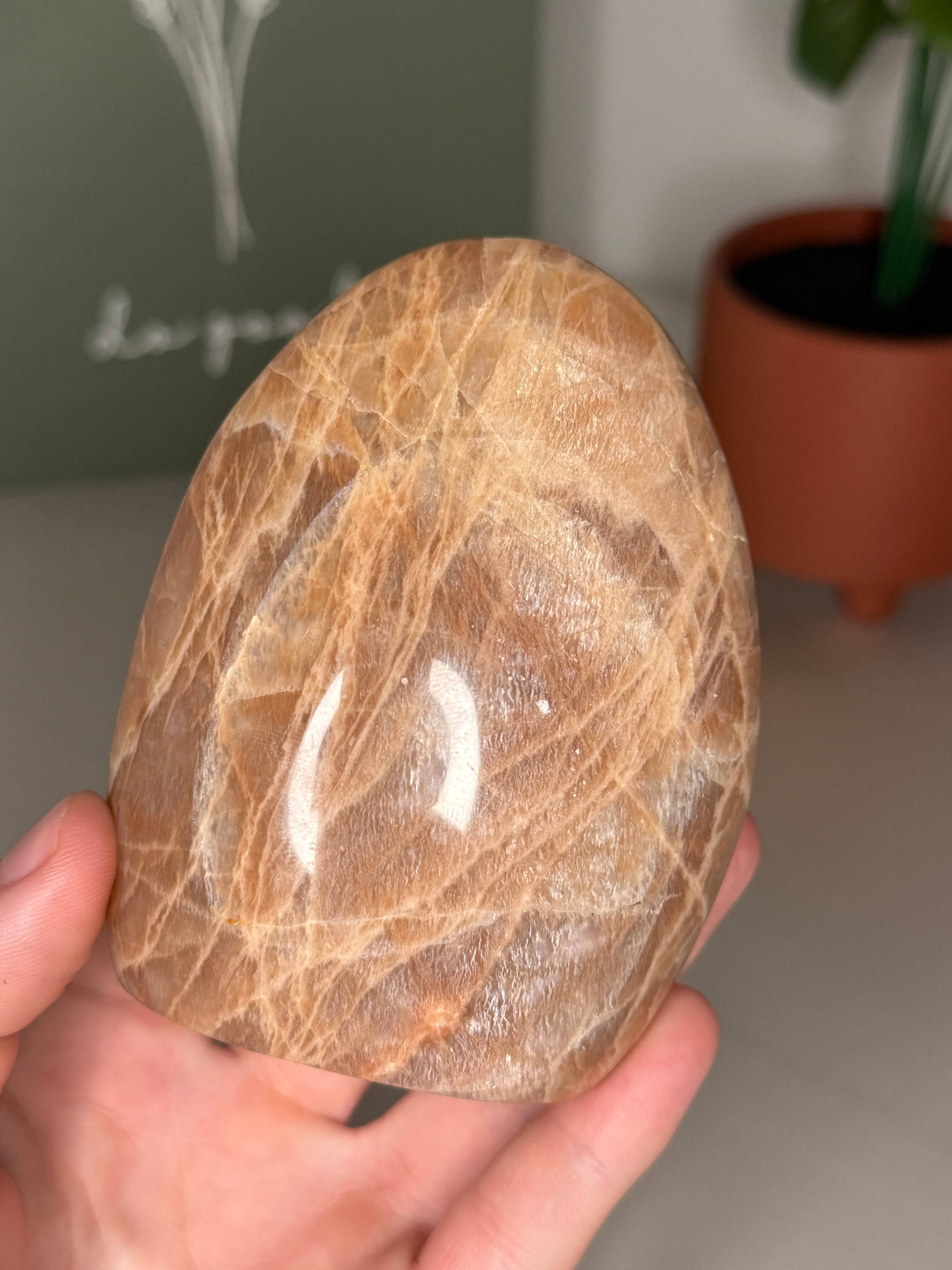 Peach moonstone with sunstone freeform