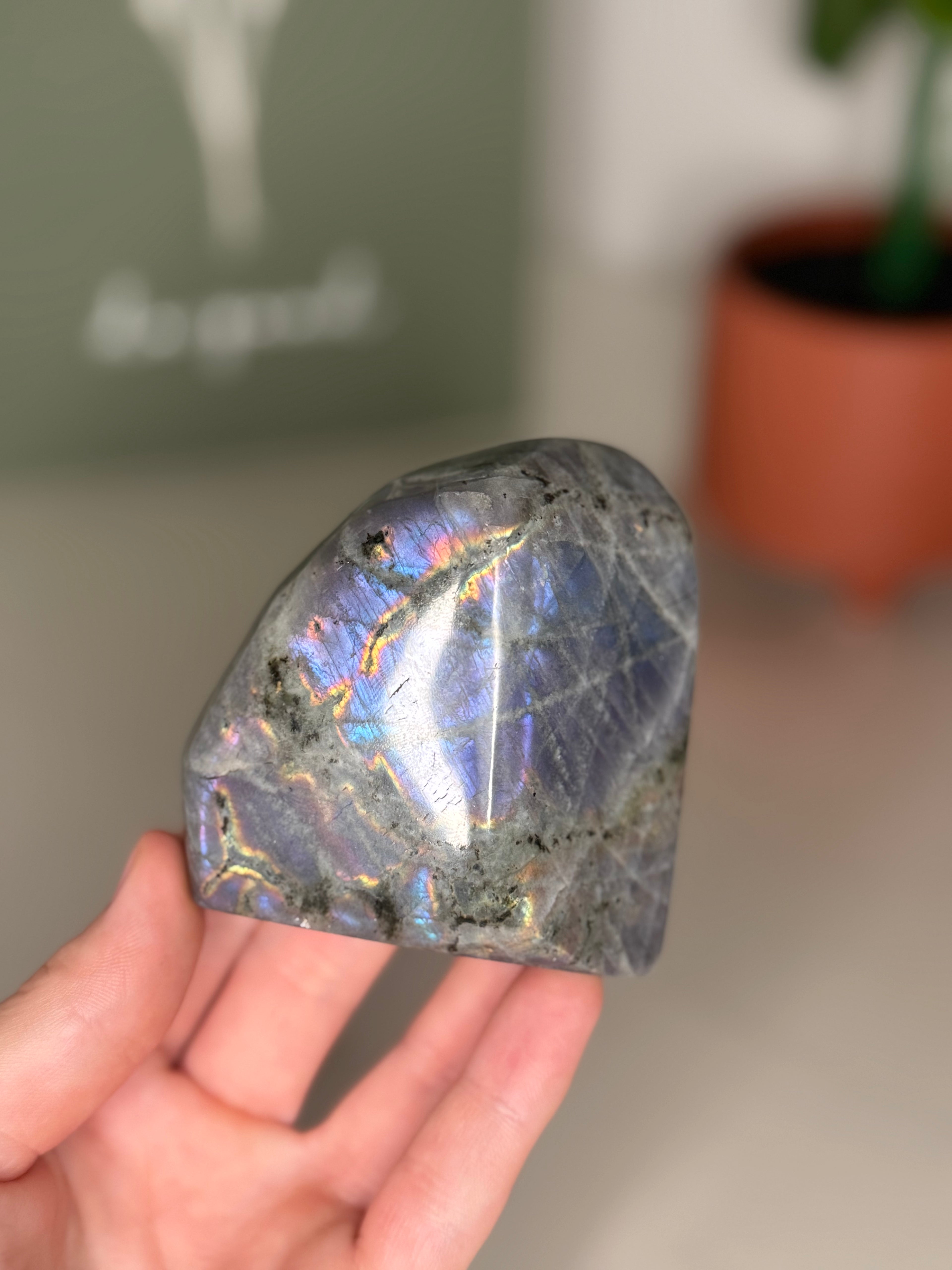 Purple flash labradorite freeform