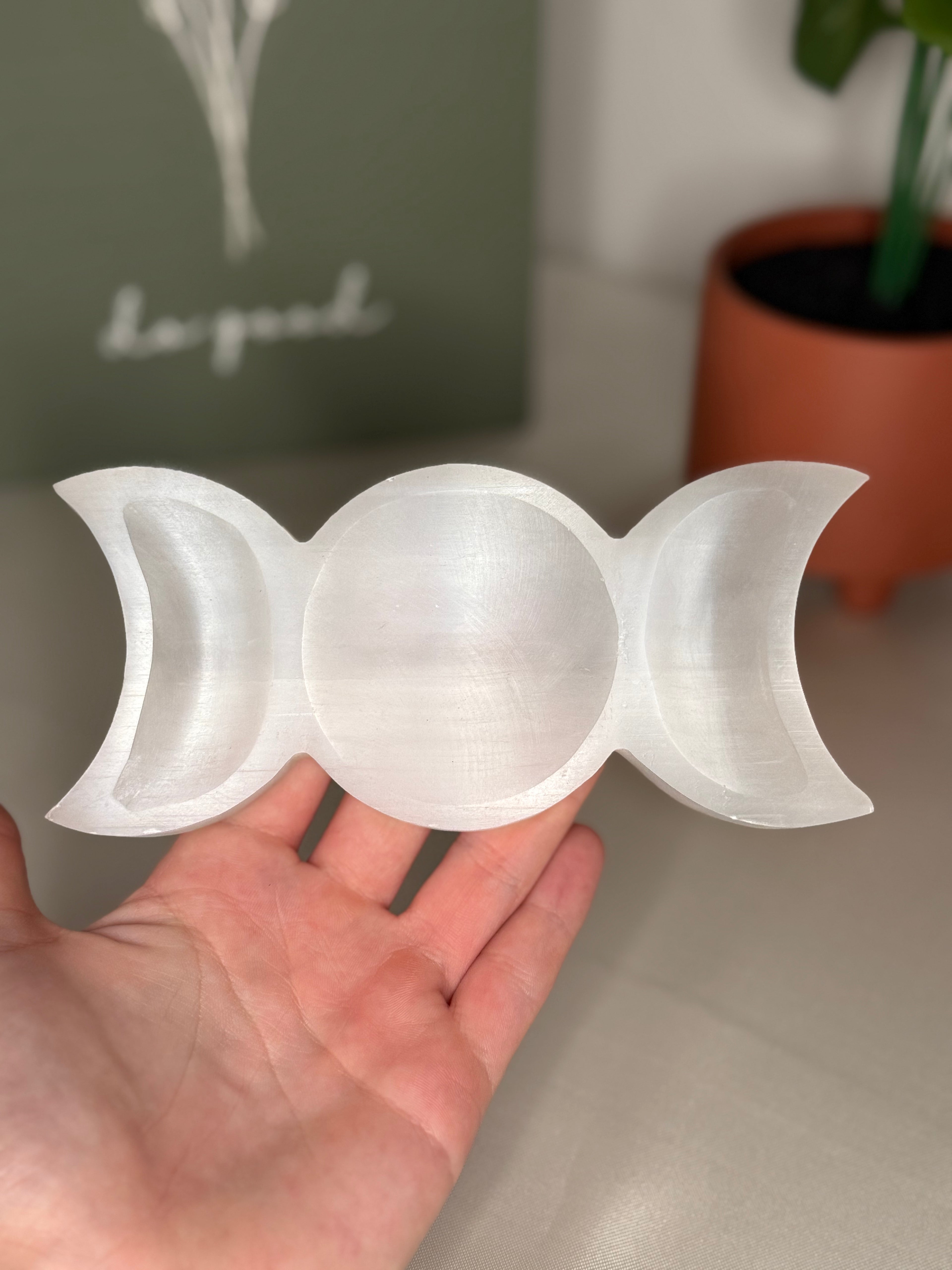 Selenite moon bowl/dish