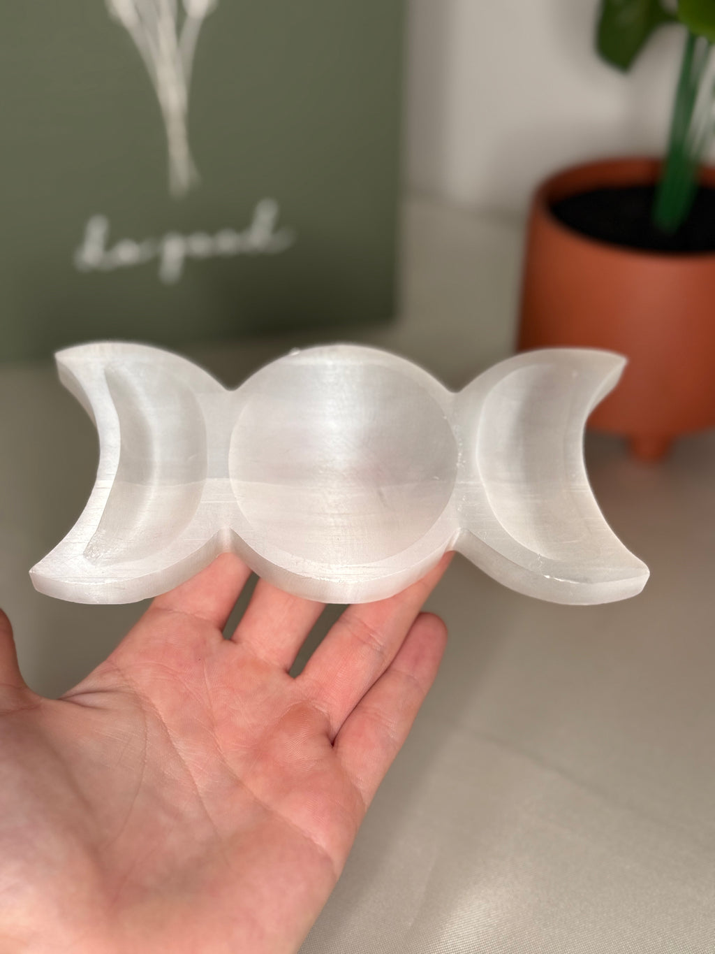 Selenite moon bowl/dish