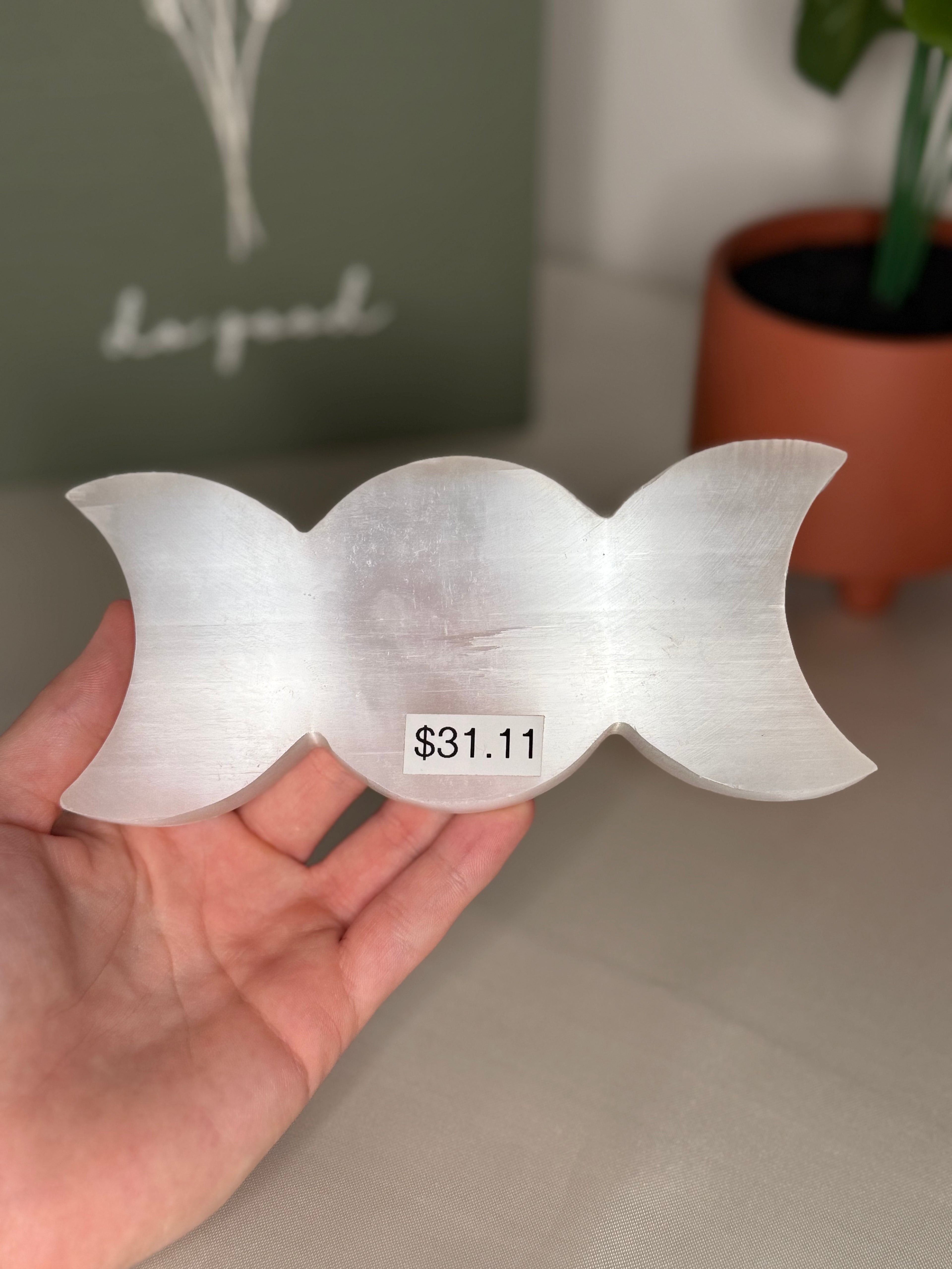 Selenite moon bowl/dish
