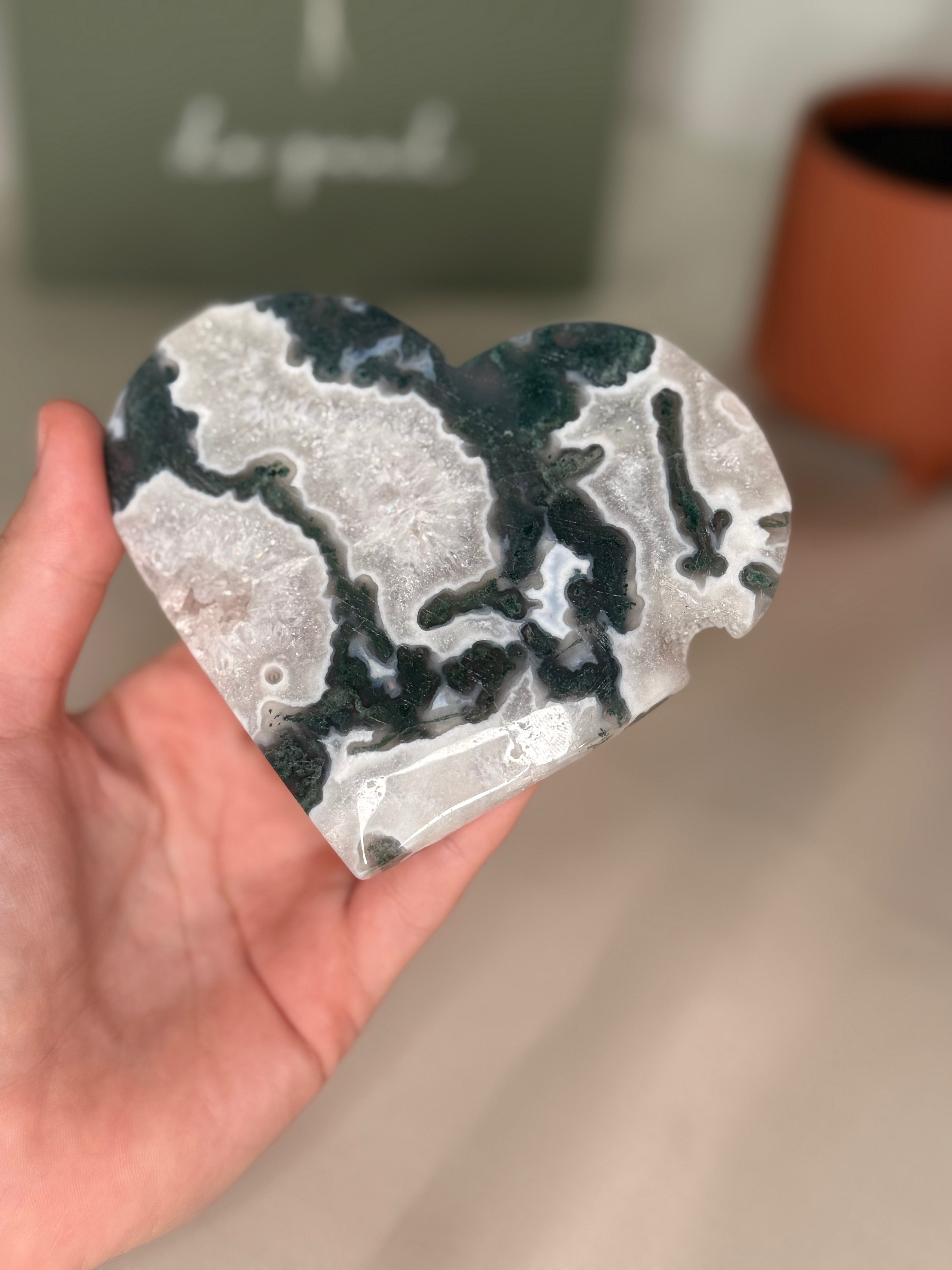Moss agate heart