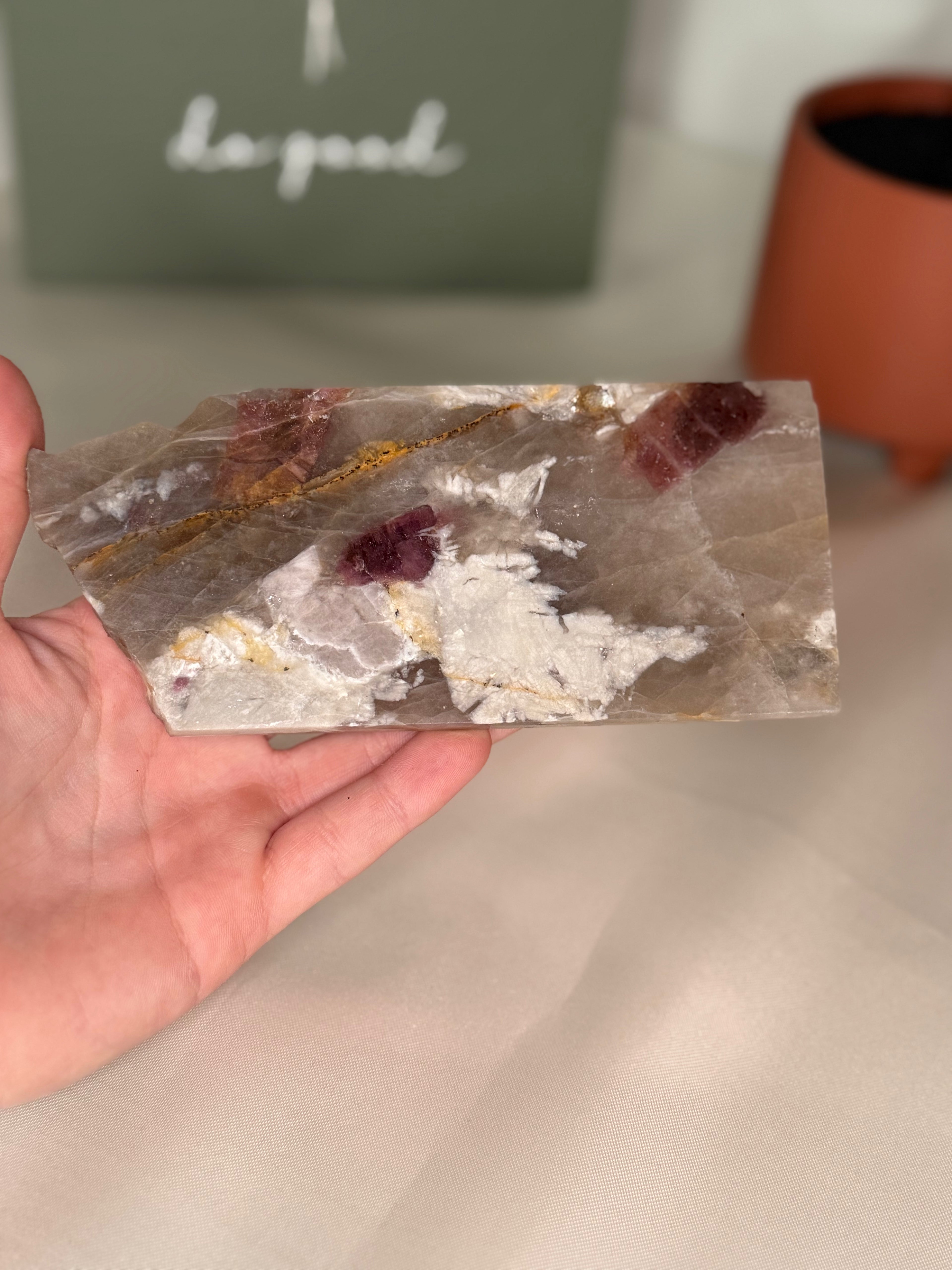 Pink tourmaline slab